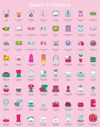 Shopkins season 5 list and images Shopkins Season 5 complete list - click for large image